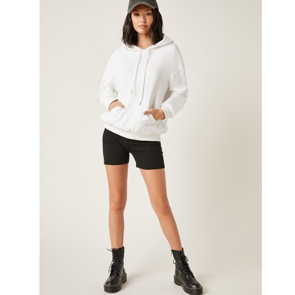 White Drawstring Front Pocket Hoodie Sweatshirt - Picture 5 of 7